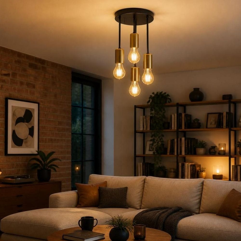 Plafonnier | Le Quattuor (Or et Noir) | maisondesluminaires